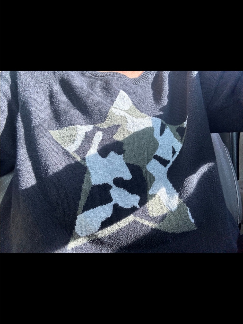 torrid Black Crewneck Sweater with Camo Star